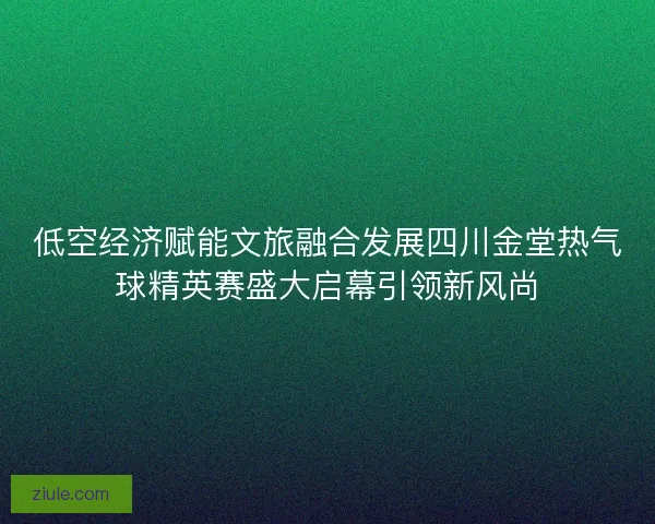 低空经济赋能文旅融合发展四川金堂热气球精英赛盛大启幕引领新风尚 低空经济赋能文旅融合发展四川金堂热气球精英赛盛大启幕引领新风尚