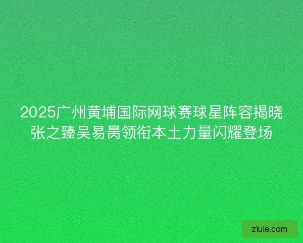 2025广州黄埔国际网球赛球星阵容揭晓张之臻吴易昺领衔本土力量闪耀登场 2025广州黄埔国际网球赛球星阵容揭晓张之臻吴易昺领衔本土力量闪耀登场